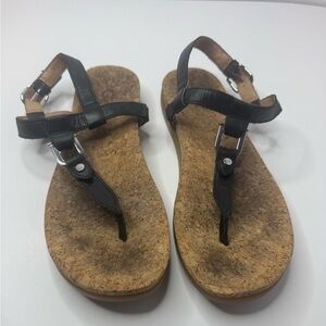 UGG 'Aleigh' Black Leather Women's Sandals Size 7.5